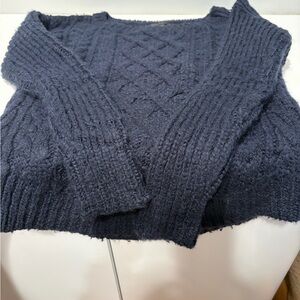 Banana Republic Navy Cable Knit Scoop-Neck Sweater